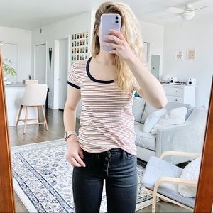 XXS Madewell Cotton Striped Scoopneck Tee